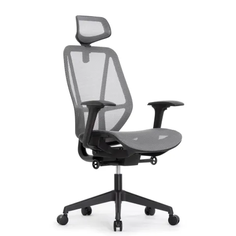 Кресло Falto Hop Eco HT-702A (чёрный каркас, обивка сетка серый, подголовник)
