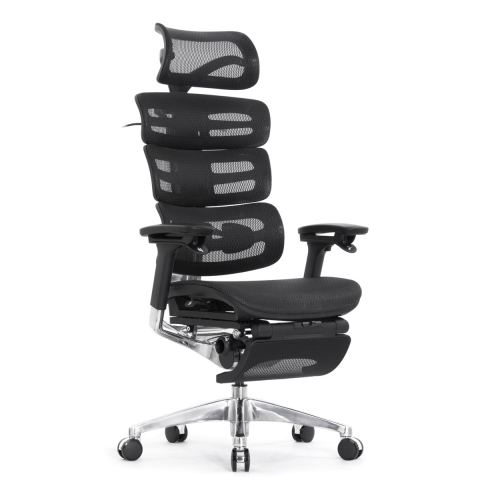 Компьютерное кресло Falto Evolution (чёрный каркас, сетка чёрная, подножка встроенная)