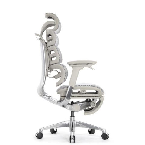 Компьютерное кресло Falto Evolution (серый каркас, сетка белая, подножка встроенная)