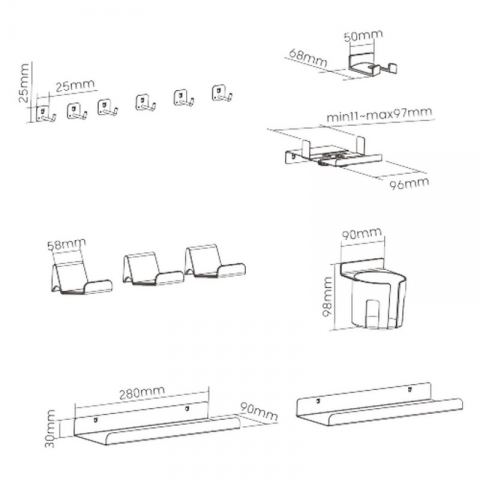 Набор аксессуаров для перфо-борда FoxGear FG-DAZZL-SET, черный
