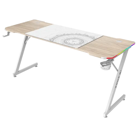 Стол компьютерный ZONE 51 TRINE 160 RGB Wood/White