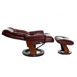 Кресло реклайнер FALTO Zuel (оттоманка, натуральная кожа, бордовый)
