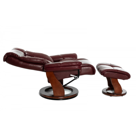 Кресло реклайнер FALTO Zuel (оттоманка, натуральная кожа, бордовый)