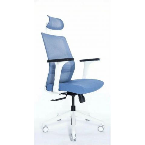 Кресло Falto Soul-Automatic SOL 01WAL/BL-BL 2D (каркас белый, спинка синяя, сидение синие)