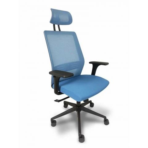 Кресло Falto Soul-Automatic SOL 01KAL/BL-BL 2D (каркас черный, спинка сетка синяя,сидение ткань синяя)