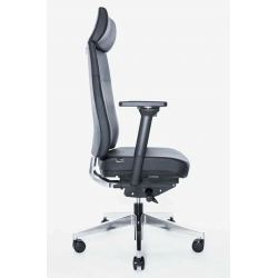 Кресло Trona 1702-41H_Leather (черный каркас/черная  натур. кожа/ал. крестовина)