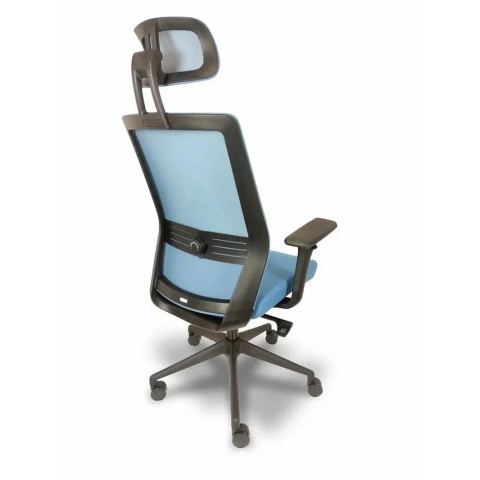 Кресло Falto Soul-Automatic SOL 01KAL/BL-BL 2D (каркас черный, спинка сетка синяя,сидение ткань синяя)