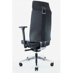 Кресло Trona 1702-41H_Leather (черный каркас/черная  натур. кожа/ал. крестовина)