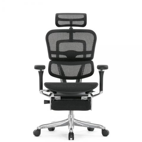 Кресло Falto Ergohuman Luxury 2 с подножкой (чёрный каркас/сетка чёрный T-168-B1 Black)