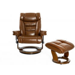 Кресло реклайнер FALTO Zuel (оттоманка, натуральная кожа, коричневый)