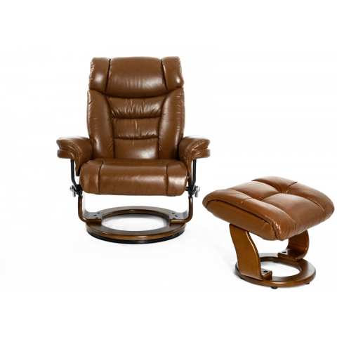 Кресло реклайнер FALTO Zuel (оттоманка, натуральная кожа, коричневый)