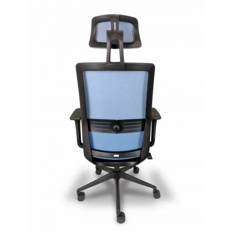 Кресло Falto Soul-Automatic SOL 01KAL/BL-BL 2D (каркас черный, спинка сетка синяя,сидение ткань синяя)