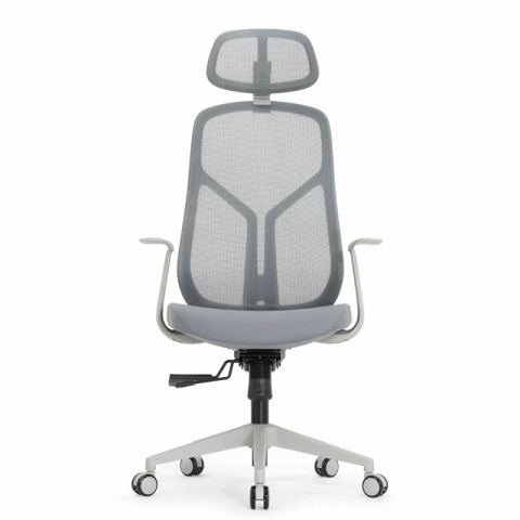 Кресло Falto Кураж Lux HT-310AG (серый каркас, обивка сетка/ткань серая, подголовник)