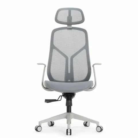 Кресло Falto Кураж Lux HT-310AG (серый каркас, обивка сетка/ткань серая, подголовник)