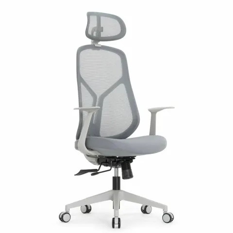 Кресло Falto Кураж Lux HT-310AG (серый каркас, обивка сетка/ткань серая, подголовник)
