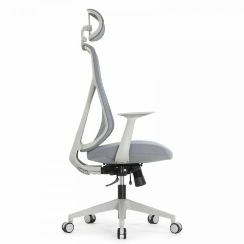 Кресло Falto Кураж Lux HT-310AG (серый каркас, обивка сетка/ткань серая, подголовник)