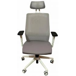 Кресло Falto Soul-Automatic SOL01WAL/GY-GY, 2D (каркас белый, спинка серая, сидение серое)