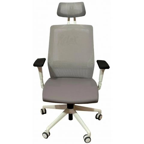 Кресло Falto Soul-Automatic SOL01WAL/GY-GY, 2D (каркас белый, спинка серая, сидение серое)