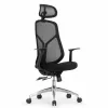 Кресло Falto Кураж Lux HT-310A (чёрный каркас, обивка сетка/ткань чёрная, подголовник)