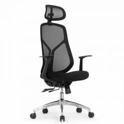 Кресло Falto Кураж Lux HT-310A (чёрный каркас, обивка сетка/ткань чёрная, подголовник)