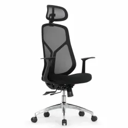 Кресло Falto Кураж Lux HT-310A (чёрный каркас, обивка сетка/ткань чёрная, подголовник)