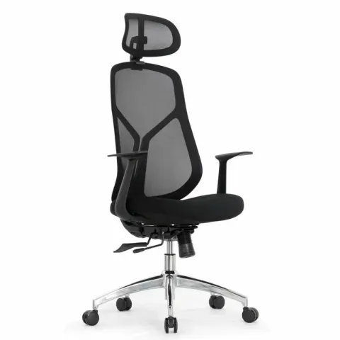 Кресло Falto Кураж Lux HT-310A (чёрный каркас, обивка сетка/ткань чёрная, подголовник)