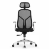 Кресло Falto Кураж Lux HT-310A (чёрный каркас, обивка сетка/ткань чёрная, подголовник)