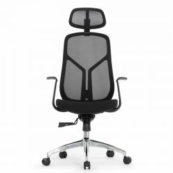 Кресло Falto Кураж Lux HT-310A (чёрный каркас, обивка сетка/ткань чёрная, подголовник)