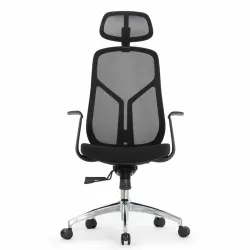 Кресло Falto Кураж Lux HT-310A (чёрный каркас, обивка сетка/ткань чёрная, подголовник)