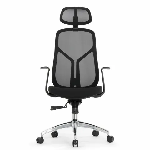 Кресло Falto Кураж Lux HT-310A (чёрный каркас, обивка сетка/ткань чёрная, подголовник)