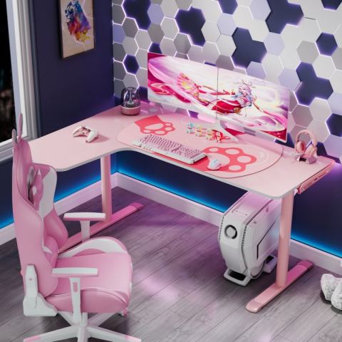 Стол угловой EUREKA ERK-L60L-PK-V2 (левый), розовый