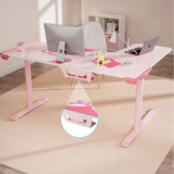 Стол угловой EUREKA ERK-L60L-PK-V2 (левый), розовый