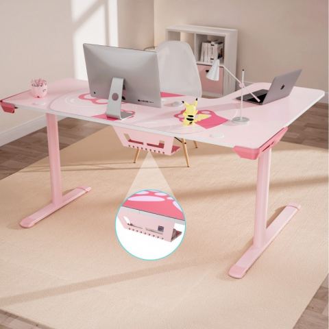 Стол угловой EUREKA ERK-L60L-PK-V2 (левый), розовый