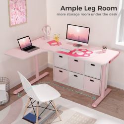 Стол угловой EUREKA ERK-L60L-PK-V2 (левый), розовый