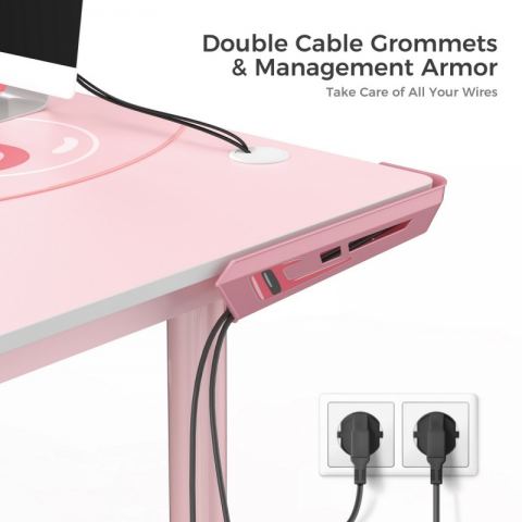 Стол угловой EUREKA ERK-L60L-PK-V2 (левый), розовый