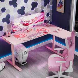 Стол угловой EUREKA ERK-L60R-PK-V2 (правый), розовый