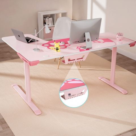 Стол угловой EUREKA ERK-L60R-PK-V2 (правый), розовый