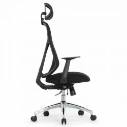 Кресло Falto Кураж Lux HT-310A (чёрный каркас, обивка сетка/ткань чёрная, подголовник)