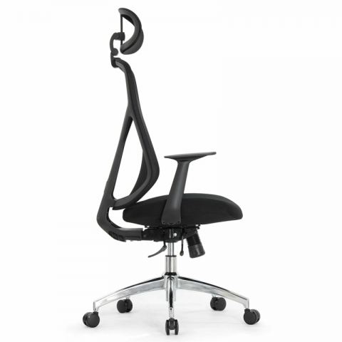 Кресло Falto Кураж Lux HT-310A (чёрный каркас, обивка сетка/ткань чёрная, подголовник)