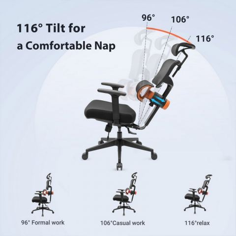 Эргономичное компьютерное кресло Eureka ERK-OC12-B, черное