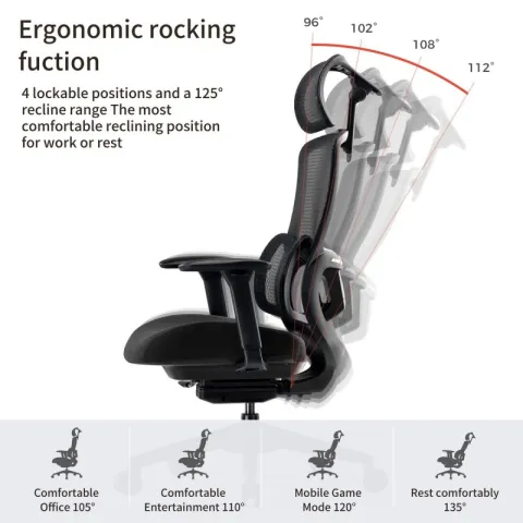 Эргономичное компьютерное кресло Eureka ERK-OC15-B, черное