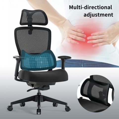 Эргономичное компьютерное кресло Eureka ERK-OC15-B, черное