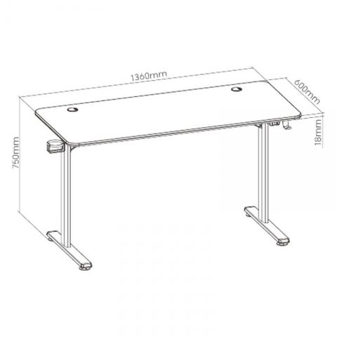 Стол для геймеров FoxGear FG-GIR-54B c подсветкой, черный