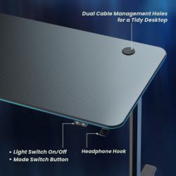 Стол для геймеров FoxGear FG-GIR-54B c подсветкой, черный