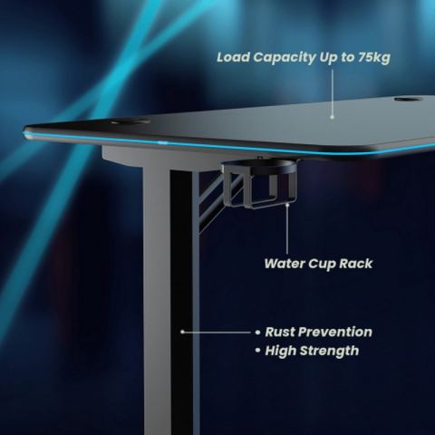 Стол для геймеров FoxGear FG-GIR-54B c подсветкой, черный