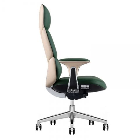 Эргономичное компьютерное кресло руководителя Eureka OC21 Paulo (Nappa кожа), зелёное