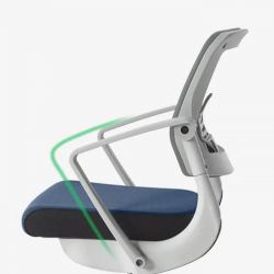 Кресло Robo С-250 SY-1209 W-GY-BL (каркас белый/спинка сетка серая/сидение ткань синяя)