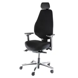 Кресло Falto Smart-T 1501-10H ong Fighter black 60999 (черный каркас/черная ткань /подголовник кожа натур.)