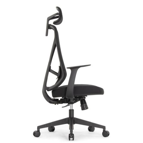 Эргономичное кресло оператора Kuraj (цвет: черный, подголовник, поясничный упор)