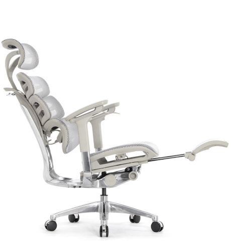 Компьютерное кресло Falto Evolution (серый каркас, сетка белая, подножка встроенная)